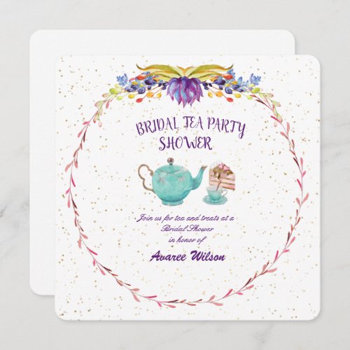 Turquoise Bridal Tea Party Shower Invitation