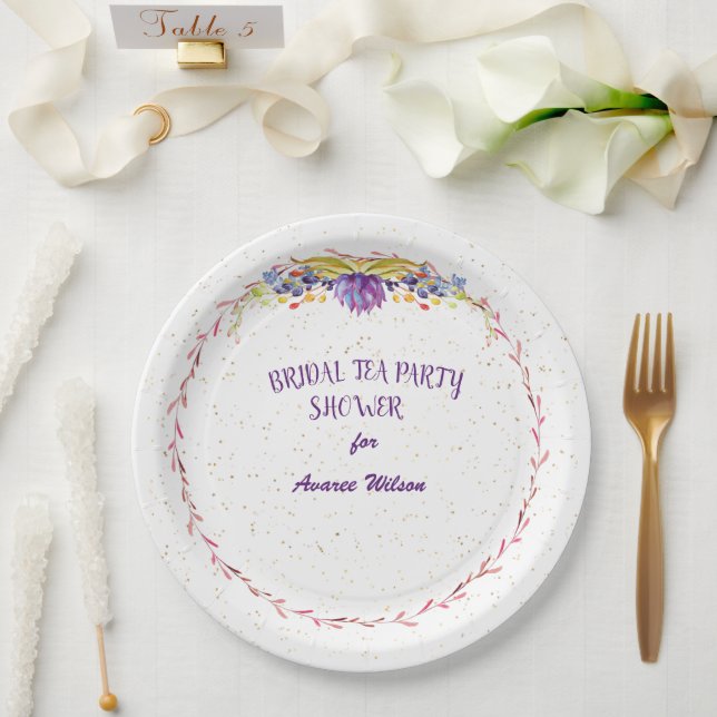 Turquoise Bridal Tea Party Shower Paper Plates (Wedding)