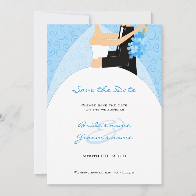 Turquoise Bride and Groom Save the Date Cards (Front)