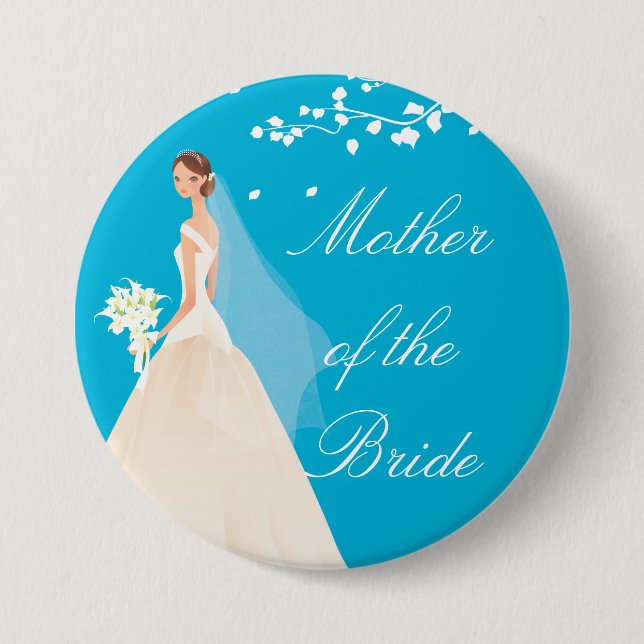 Turquoise Bride MOB Bridal Party  Button (Front)