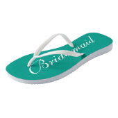 Turquoise bridesmaid flip flops for beach wedding (Angled)