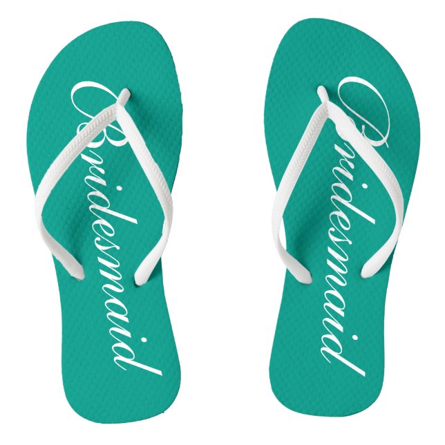 Turquoise bridesmaid flip flops for beach wedding (Footbed)