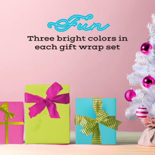 Turquoise Bright Green Hot Pink Maximal Wrapping Paper Sheets (Fun bright Christmas colors: Turquoise, Pear Green, and Hot Pink)