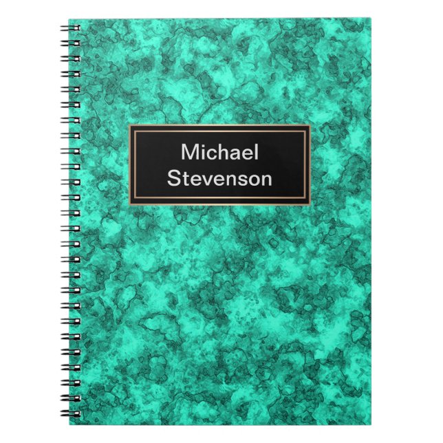 Turquoise bright marble pattern notebook (Front)