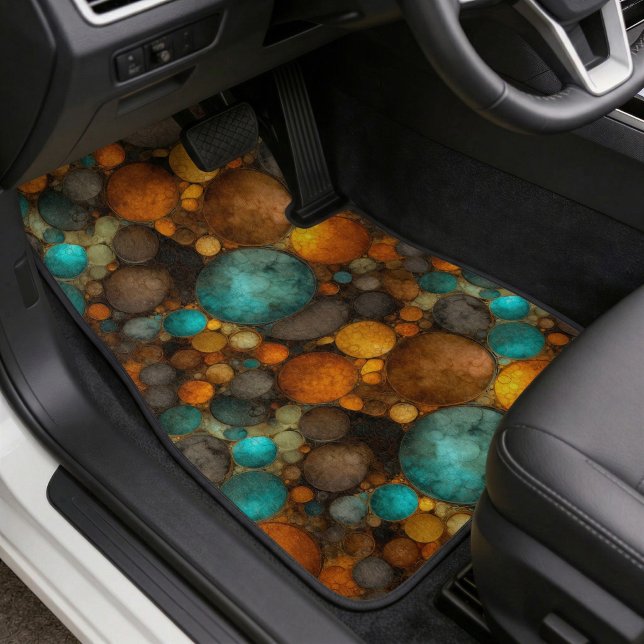 Turquoise Brown Abstract Fractal Pattern Car Floor Mat (Creator Uploaded)