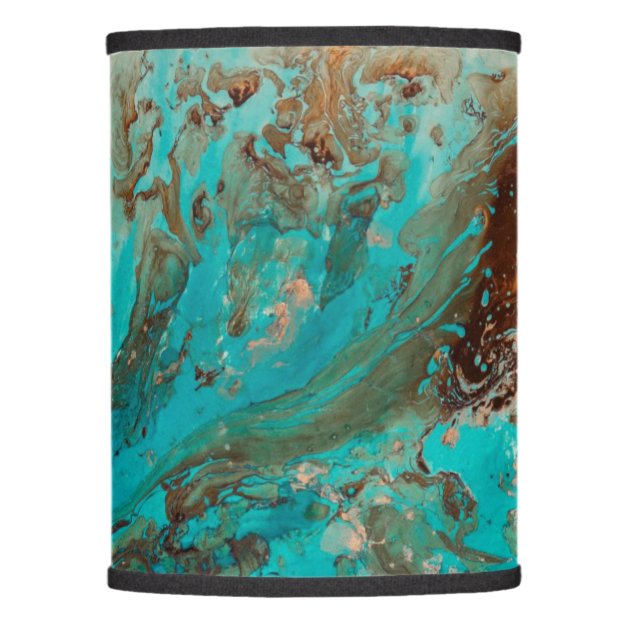 teal and brown lamp shade