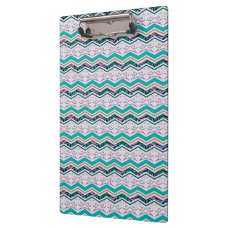 Turquoise, Brown and Violet Birds Zigzag Pattern