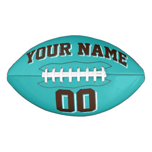 TURQUOISE BROWN AND WHITE Custom Football