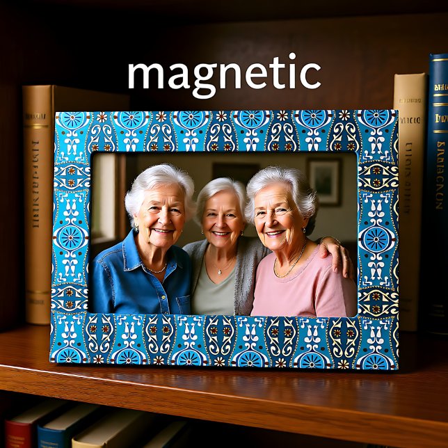 💙🤎 Turquoise - brown Azulejos, 8,   Magnetic Frame (💙🤎 Turquoise - brown Azulejos, Magnetic Frame)