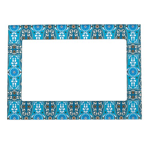  Turquoise _ brown Azulejos 8   Magnetic Frame