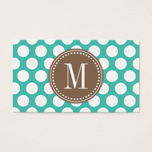 Turquoise & Brown | Big Polka Dots Monogrammed (Front)