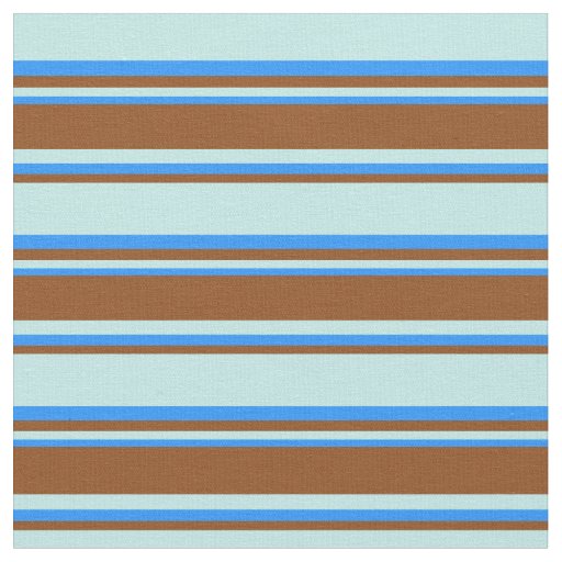 Turquoise, Brown & Blue Pattern of Stripes Fabric