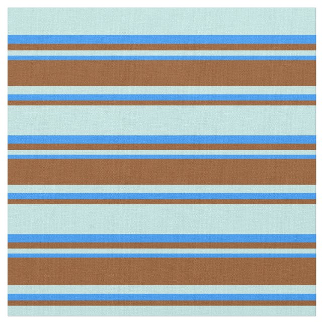 Turquoise, Brown & Blue Pattern of Stripes Fabric (Close Up)