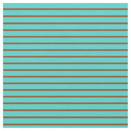 Turquoise & Brown Colored Lined/Striped Pattern Fabric