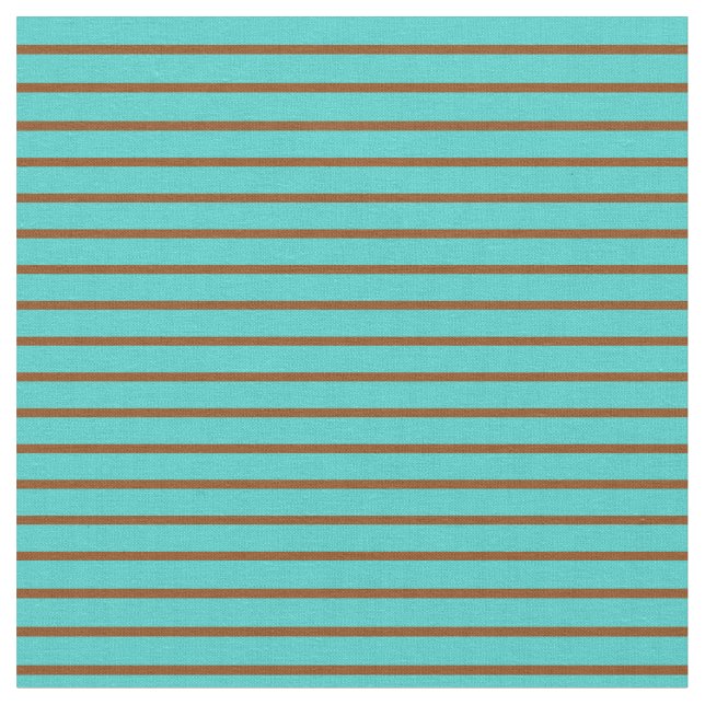 Turquoise & Brown Colored Lined/Striped Pattern Fabric (Close Up)