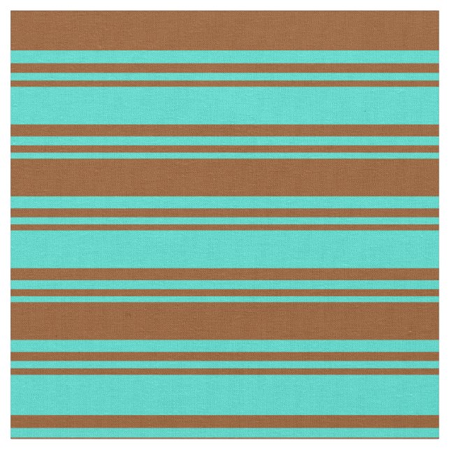 Turquoise & Brown Colored Stripes Fabric (Close Up)