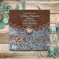 turquoise brown cowboy country western wedding