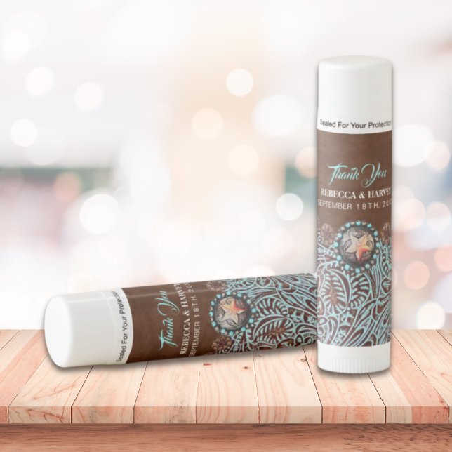 turquoise brown cowboy country western wedding lip balm (turquoise brown cowboy country western wedding lip balm)