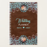 Turquoise Brown Cowboy Country Western Wedding Planner at Zazzle