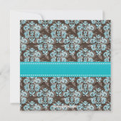 Turquoise Brown Damask Sweet Sixteen Invitations (Back)