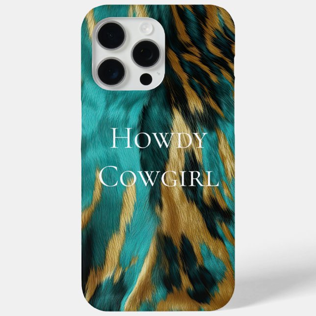 Turquoise Brown Gold Cowhide Case-Mate iPhone Case (Back)