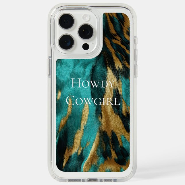 Turquoise Brown Gold Cowhide Speck iPhone Case (Front (White Titanium))