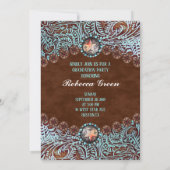 turquoise brown leather western graduation party invitation (Back)