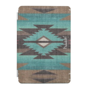 Turquoise & Brown Native American Textured iPad Mini Cover