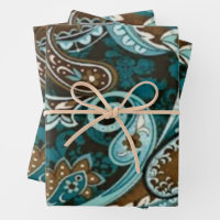 Tartan - Brown, Beige, Turquoise, Orange, Yellow Wrapping Paper Sheets, Zazzle