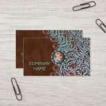 Turquoise Brown Western Country Tooled Leather Business Card at Zazzle