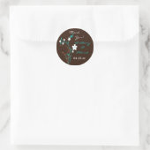 Turquoise Brown White Floral 1.5" Wedding Sticker (Bag)