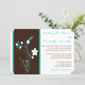 Turquoise, Brown, White Floral Wedding Invitation (Standing Front)