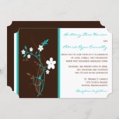 Turquoise, Brown, White Floral Wedding Invitation (Front/Back)