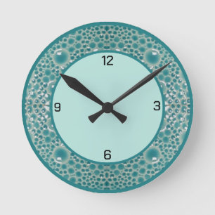 Turquoise Bubble Wall Clock for bathroom