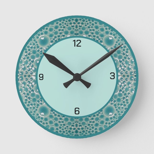  Turquoise Bubble Wall Clock for bathroom (Front)