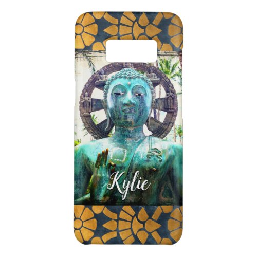 Turquoise Buddha Gold Blue Mosaic Tile Custom Name Case_Mate Samsung Galaxy S8 Case