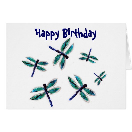 Turquoise Bugs Dancing Dragonfly Cards (Front Horizontal)