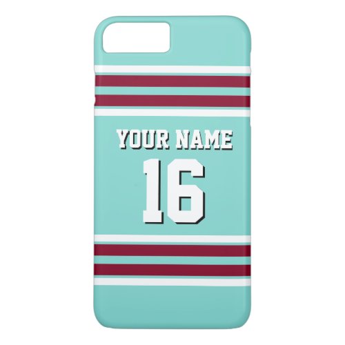 Turquoise Burgundy Team Jersey Custom Number Name iPhone 8 Plus7 Plus Case