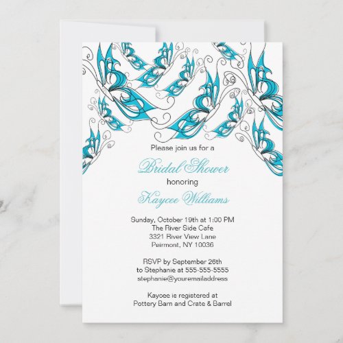Turquoise Butterflies Bridal Shower Invitation