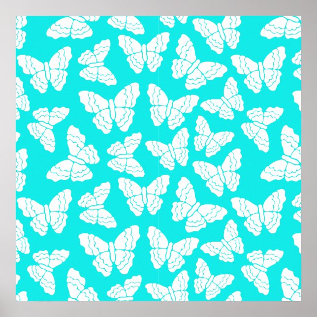 Turquoise butterflies Poster (Front)