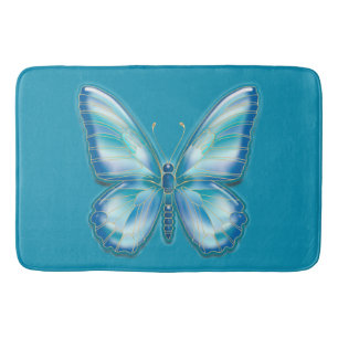 Turquoise Butterfly Bath Mat