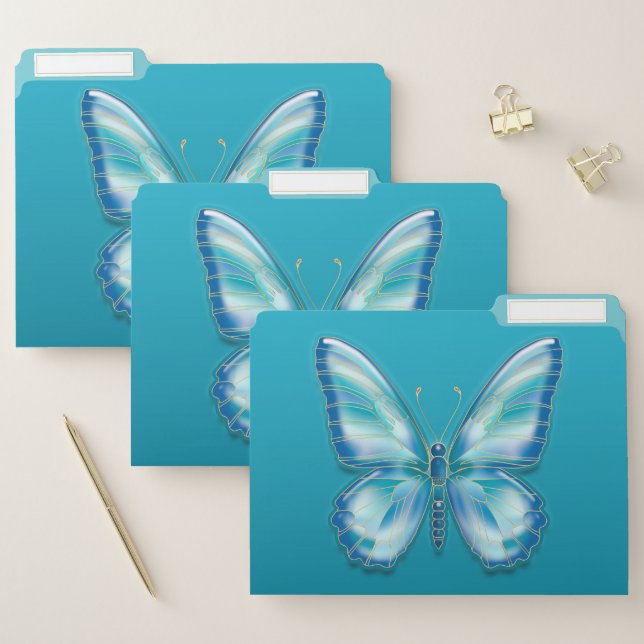Turquoise butterfly file folder (Set)