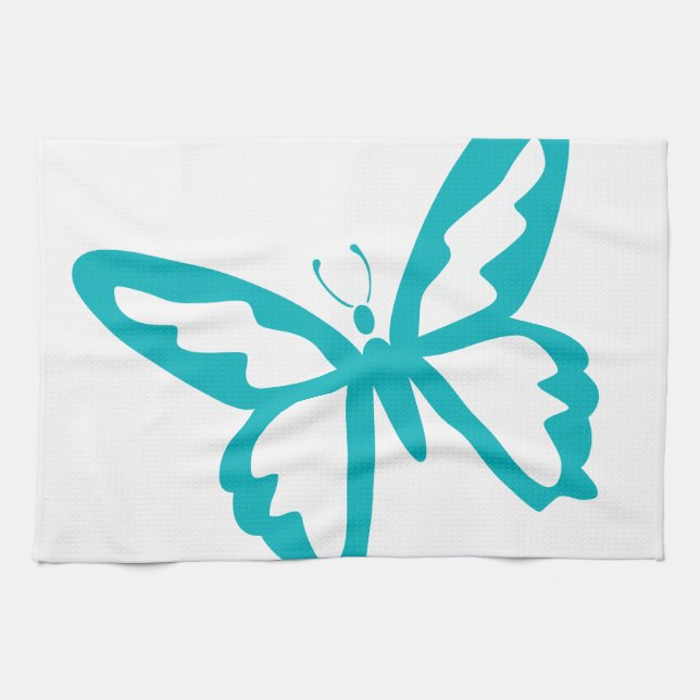 Turquoise Butterfly fly,caterpillar,pattern,insect Kitchen Towel (Horizontal)