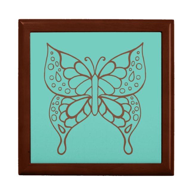 Turquoise Butterfly Jewelry Box (Front)