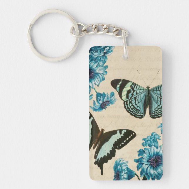Turquoise butterfly keychain (Front)