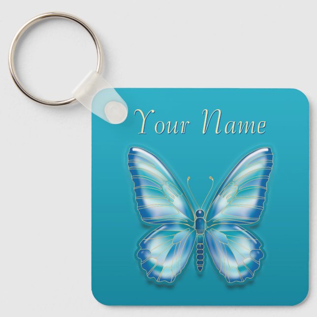 Turquoise Butterfly Keychain (Front)