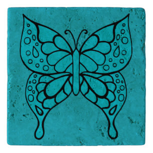 Turquoise Butterfly Kitchen Trivet 