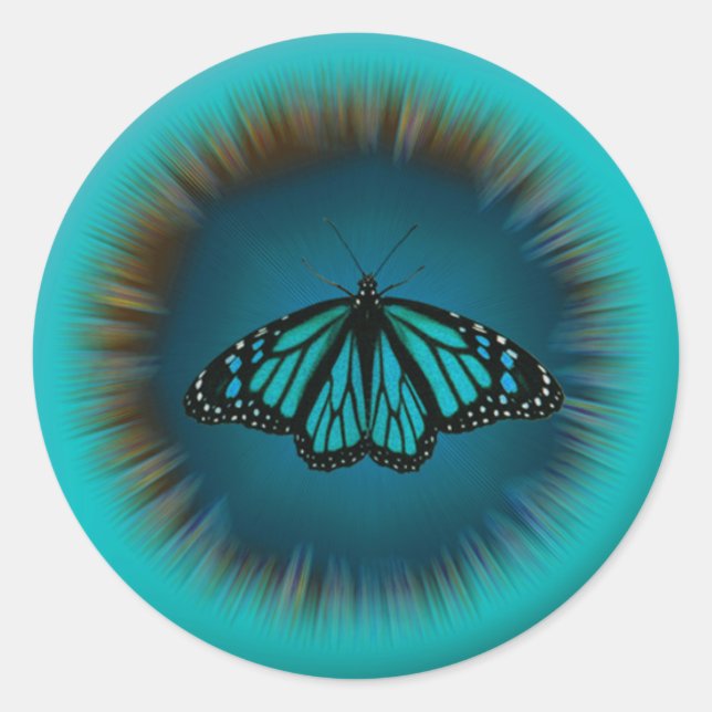 Turquoise Butterfly Mandala Sticker (Front)