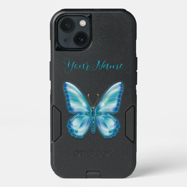  Turquoise Butterfly Otterbox iPhone Case (Back)