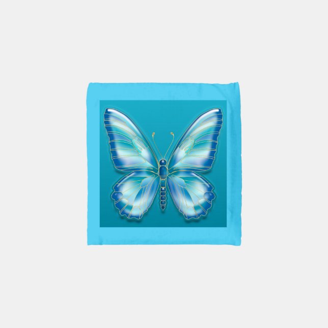 Turquoise butterfly reusable bag (Pouch - Back)